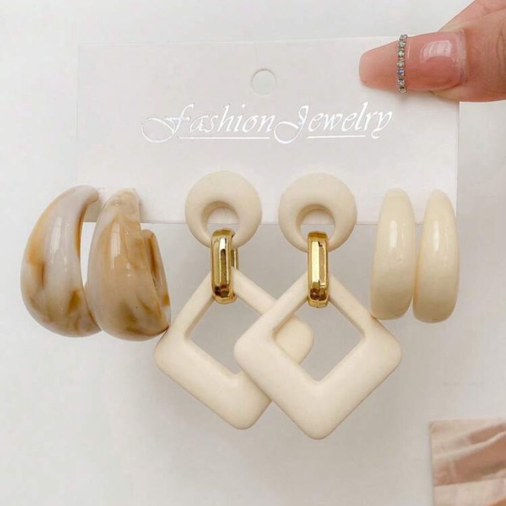 3for$20 1 Set Of 3 Pairs Of Classic Vintage Style Trendy Personality Earrings